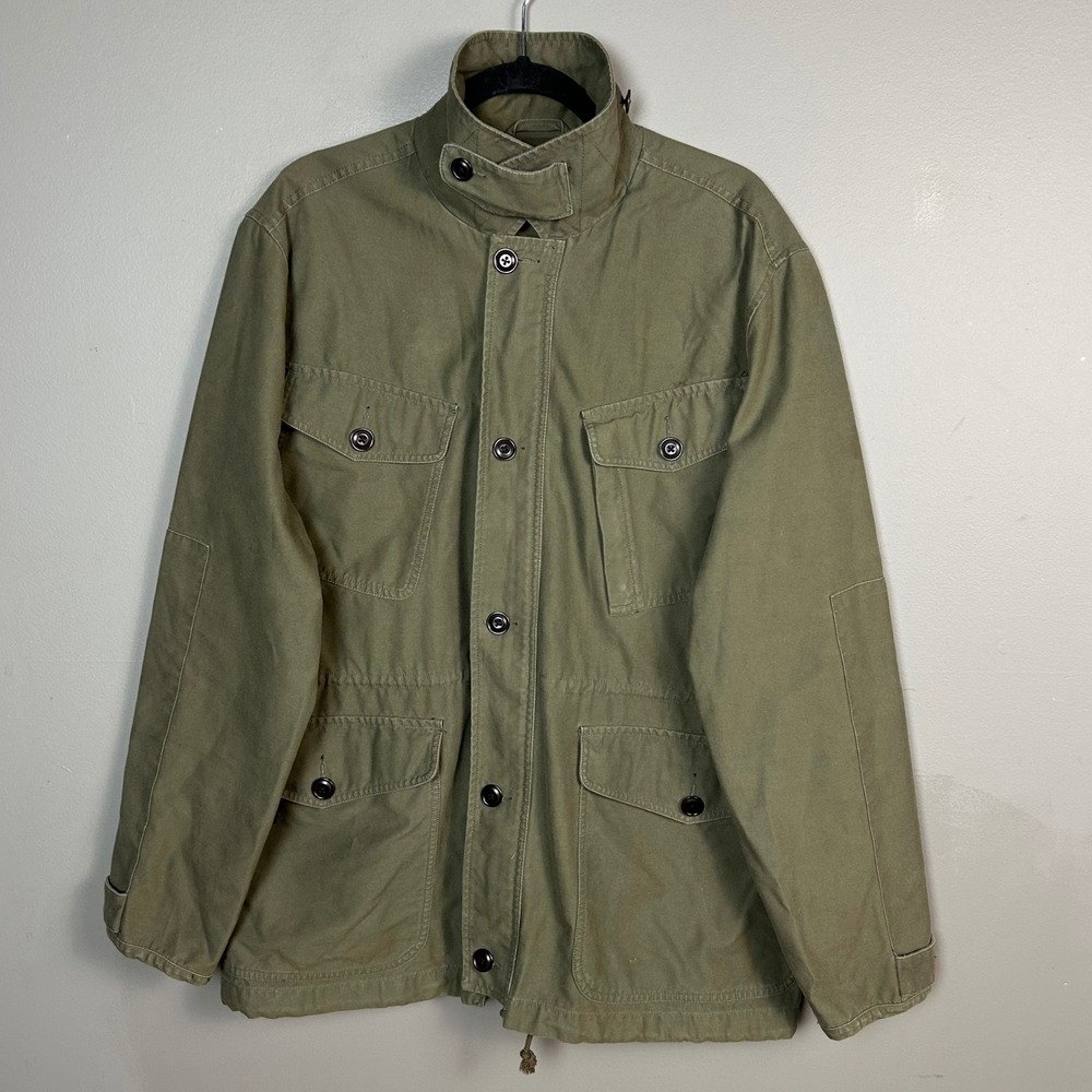 Wallace & Barnes Utility Jacket Large Olive Green Workwear Canvas‎ Chore